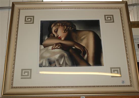 After Tamara de Lempicka The Sleeping Girl, overall 22 x 24in.